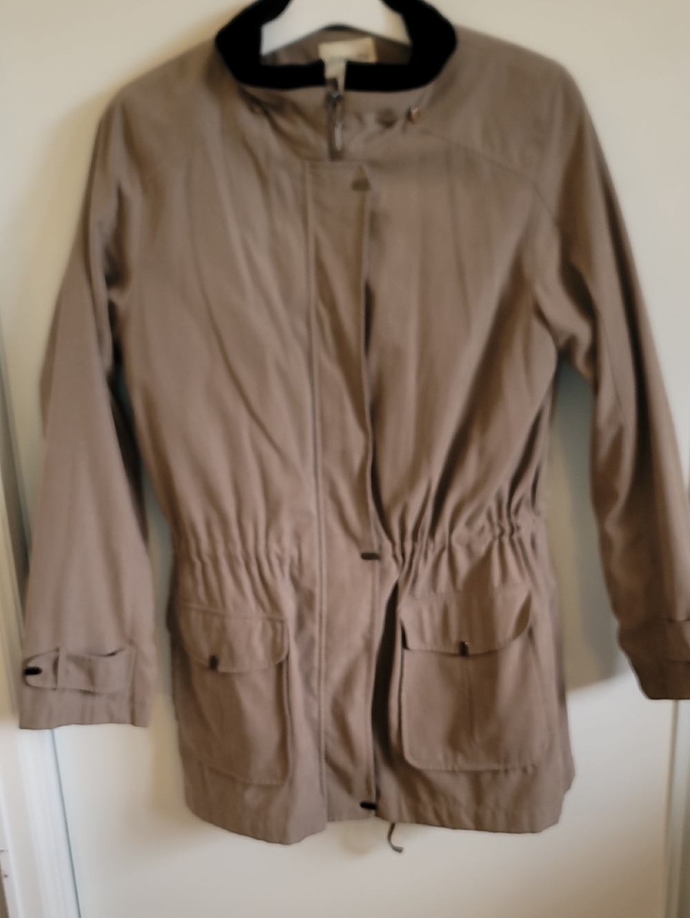 St. John's Bay Taupe Utility Jacket with Black Collar